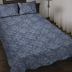 Rose Denim Jeans Pattern Print Quilt Bed Set