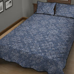 Rose Denim Jeans Pattern Print Quilt Bed Set