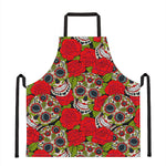 Rose Floral Sugar Skull Pattern Print Apron