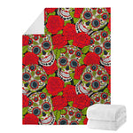 Rose Floral Sugar Skull Pattern Print Blanket