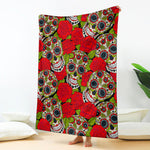 Rose Floral Sugar Skull Pattern Print Blanket