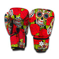 Rose Floral Sugar Skull Pattern Print Boxing Gloves
