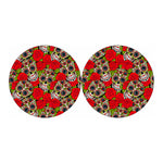 Rose Floral Sugar Skull Pattern Print Car Coasters