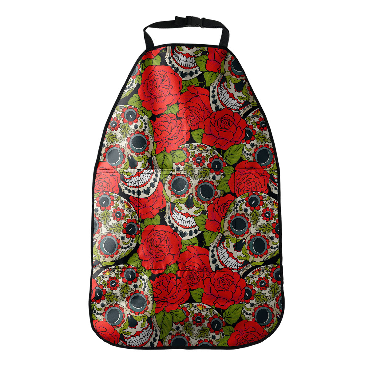 Rose Floral Sugar Skull Pattern Print Car Seat Organizers