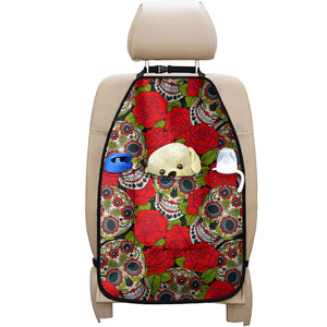 Rose Floral Sugar Skull Pattern Print Car Seat Organizers