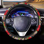 Rose Floral Sugar Skull Pattern Print Car Steering Wheel Cover