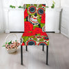 Rose Floral Sugar Skull Pattern Print Dining Chair Slipcover