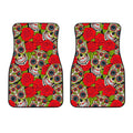 Rose Floral Sugar Skull Pattern Print Front Car Floor Mats