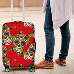 Rose Floral Sugar Skull Pattern Print Luggage Cover GearFrost