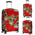 Rose Floral Sugar Skull Pattern Print Luggage Cover GearFrost