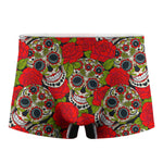 Rose Floral Sugar Skull Pattern Print Men's Boxer Briefs