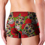 Rose Floral Sugar Skull Pattern Print Men's Boxer Briefs