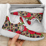 Rose Floral Sugar Skull Pattern Print Mesh Knit Shoes GearFrost