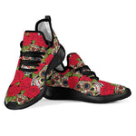 Rose Floral Sugar Skull Pattern Print Mesh Knit Shoes GearFrost