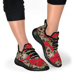 Rose Floral Sugar Skull Pattern Print Mesh Knit Shoes GearFrost