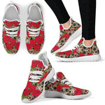 Rose Floral Sugar Skull Pattern Print Mesh Knit Shoes GearFrost