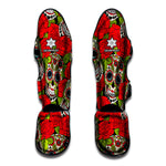 Rose Floral Sugar Skull Pattern Print Muay Thai Shin Guard