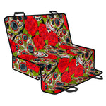 Rose Floral Sugar Skull Pattern Print Pet Car Back Seat Cover