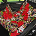 Rose Floral Sugar Skull Pattern Print Pet Car Back Seat Cover