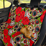 Rose Floral Sugar Skull Pattern Print Pet Car Back Seat Cover