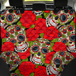 Rose Floral Sugar Skull Pattern Print Pet Car Back Seat Cover