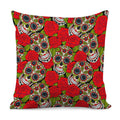 Rose Floral Sugar Skull Pattern Print Pillow Cover