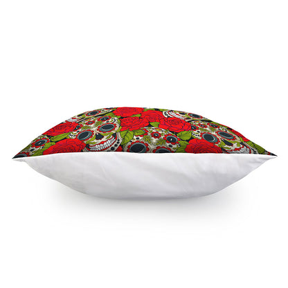 Rose Floral Sugar Skull Pattern Print Pillow Cover