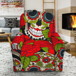 Rose Floral Sugar Skull Pattern Print Recliner Slipcover