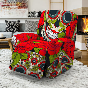 Rose Floral Sugar Skull Pattern Print Recliner Slipcover