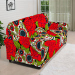 Rose Floral Sugar Skull Pattern Print Sofa Cover