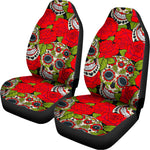 Rose Floral Sugar Skull Pattern Print Universal Fit Car Seat Covers