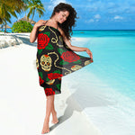 Rose Flower Sugar Skull Pattern Print Beach Sarong Wrap