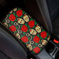 Rose Flower Sugar Skull Pattern Print Car Center Console Cover