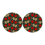 Rose Flower Sugar Skull Pattern Print Car Coasters