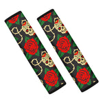 Rose Flower Sugar Skull Pattern Print Car Seat Belt Covers