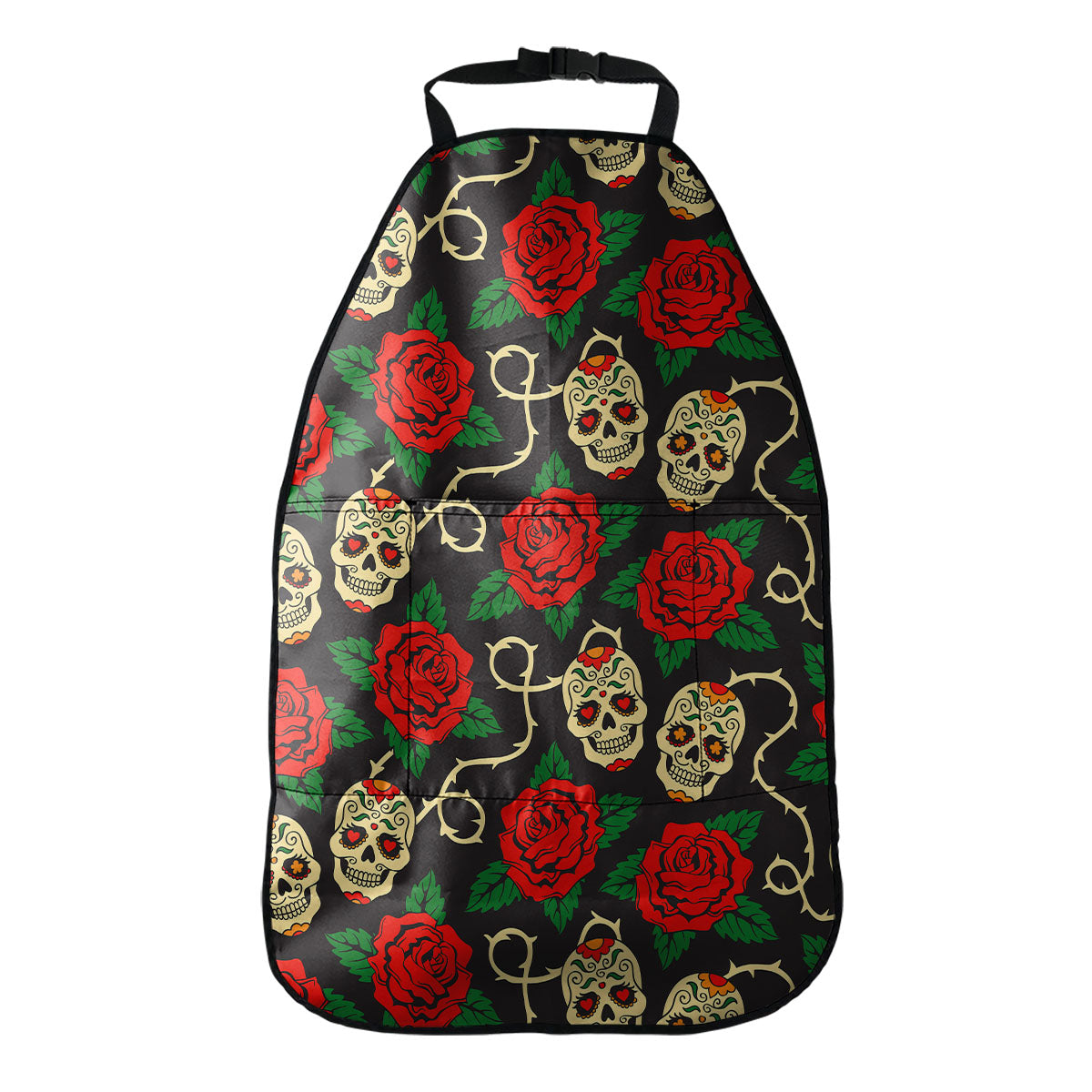 Rose Flower Sugar Skull Pattern Print Car Seat Organizers