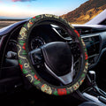Rose Flower Sugar Skull Pattern Print Car Steering Wheel Cover
