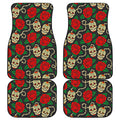 Rose Flower Sugar Skull Pattern Print Front and Back Car Floor Mats