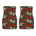Rose Flower Sugar Skull Pattern Print Front Car Floor Mats