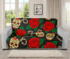 Rose Flower Sugar Skull Pattern Print Futon Protector