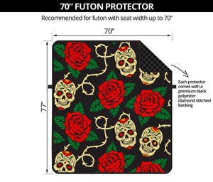 Rose Flower Sugar Skull Pattern Print Futon Protector