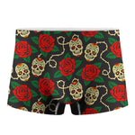 Rose Flower Sugar Skull Pattern Print Men's Boxer Briefs