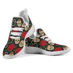 Rose Flower Sugar Skull Pattern Print Mesh Knit Shoes GearFrost