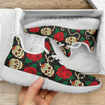 Rose Flower Sugar Skull Pattern Print Mesh Knit Shoes GearFrost