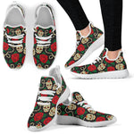 Rose Flower Sugar Skull Pattern Print Mesh Knit Shoes GearFrost