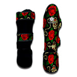 Rose Flower Sugar Skull Pattern Print Muay Thai Shin Guard