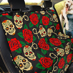Rose Flower Sugar Skull Pattern Print Pet Car Back Seat Cover