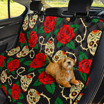 Rose Flower Sugar Skull Pattern Print Pet Car Back Seat Cover