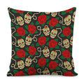 Rose Flower Sugar Skull Pattern Print Pillow Cover