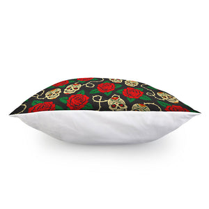 Rose Flower Sugar Skull Pattern Print Pillow Cover